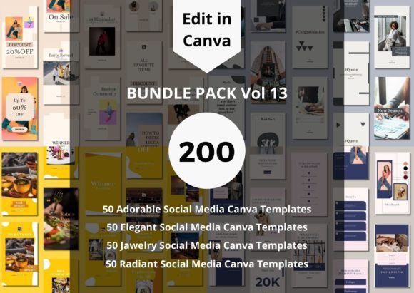 Download 200 Social Media Canva Templates Bundles - Social media Collection