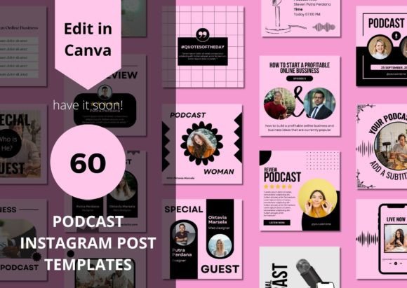 Download 60 Podcast Social Media Canva Templates - Social media Collection