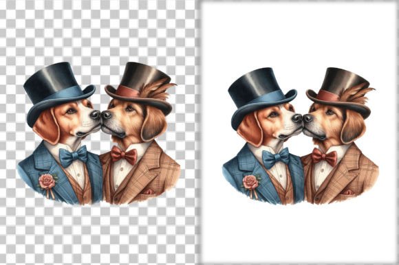 Download Gentleman Dog Couple Kisses Clipart - Gentleman Collection