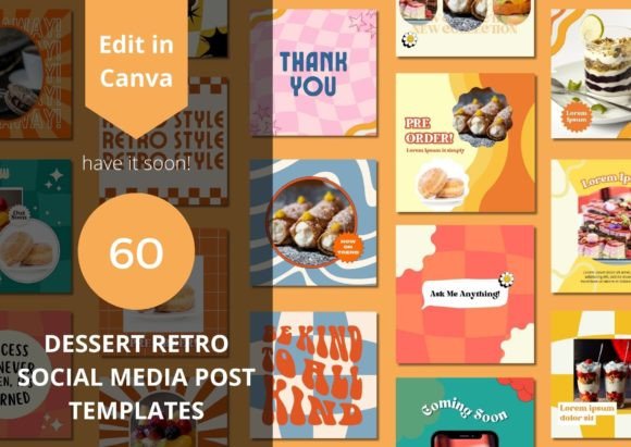 Download 60 Dessert Retro Social Media Templates - Social media Collection