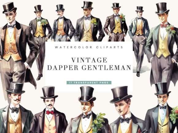 Download Vintage Dapper Gentleman Clipart Bundle - Premium Resources
