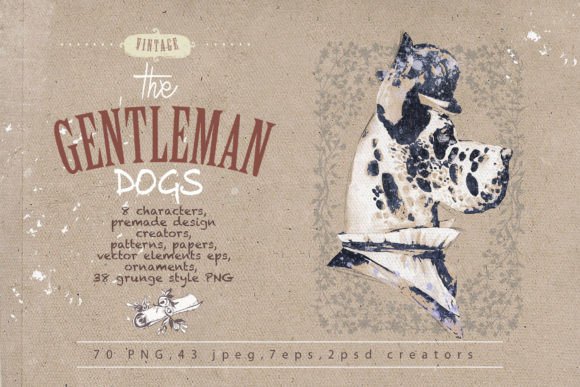Download Watercolor Gentleman Dogs - Gentleman Collection